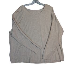 J JILL‎ Luxe Supima Relaxed Tee Long Sleeves Tan Size 3X